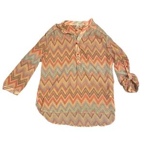 CLOSET CLEAR OUT! Tacera Sheer Chevron patterned shirt - size XL